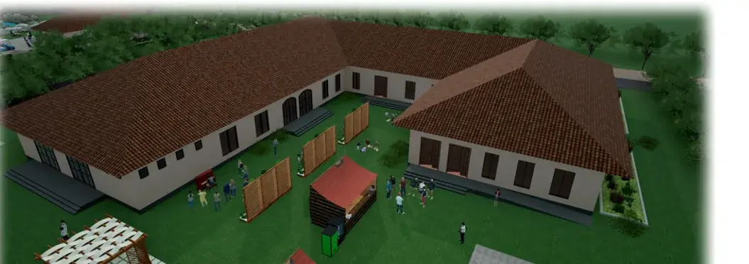 Aerial render of Block 2, the retail and celebration wing
